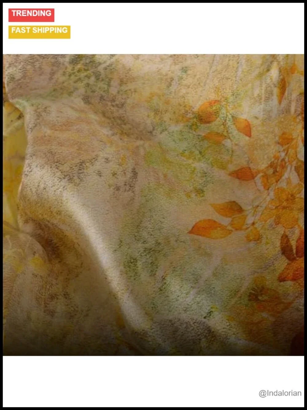 100% Mulberry Silk Oversized Scarf Shawl Wrap 69x43 Inch Floral Pattern
